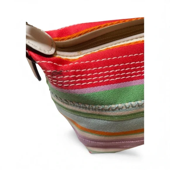 Coach Hampton Y2K Multicolor Striped Mini Bag -with Strawberry Shortcake Charm 🍓 - Picture 13 of 14